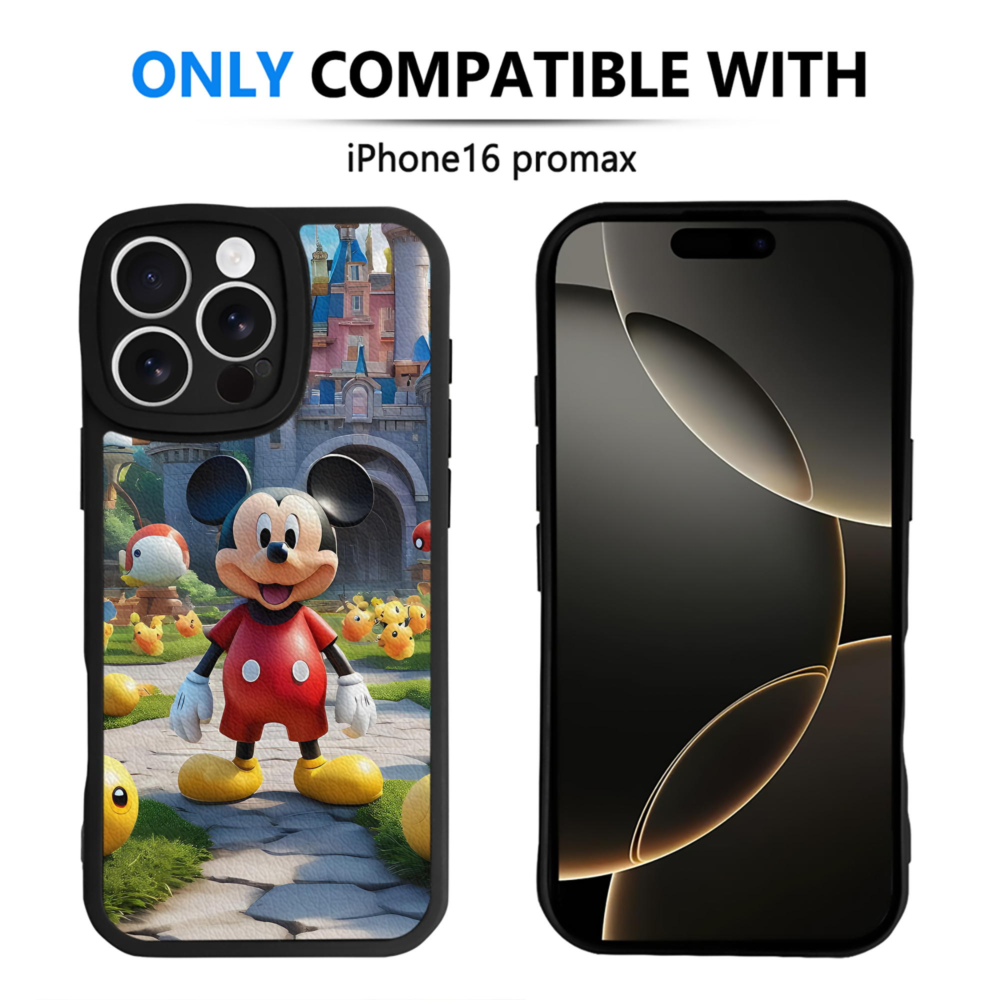 （画像用） ミッキーマウス Mickey Mouse 【iPhone 16シリーズ対応】シリコンスマホケース（レザー調） 材質：シリコン